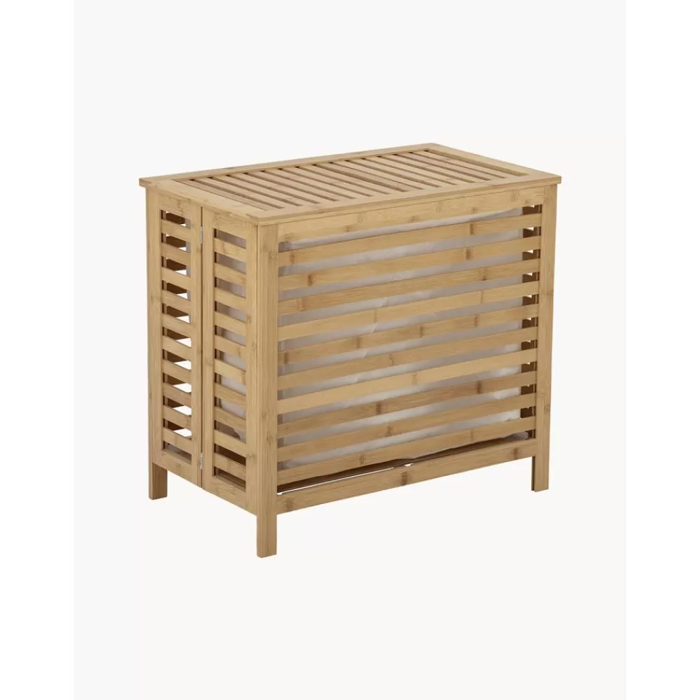 Bloomingville Cestos De La Ropa^Cesta De Lavanderia De Bambu Con Bolsa De Tela Aden